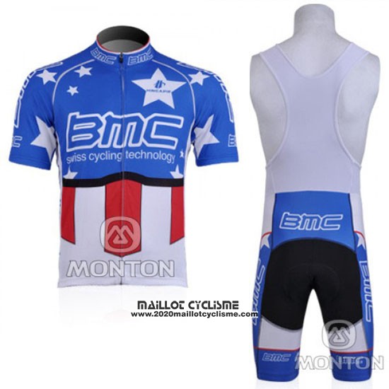 2010 Maillot Ciclismo BMC Champion Etats Unis Bleu Manches Courtes et Cuissard